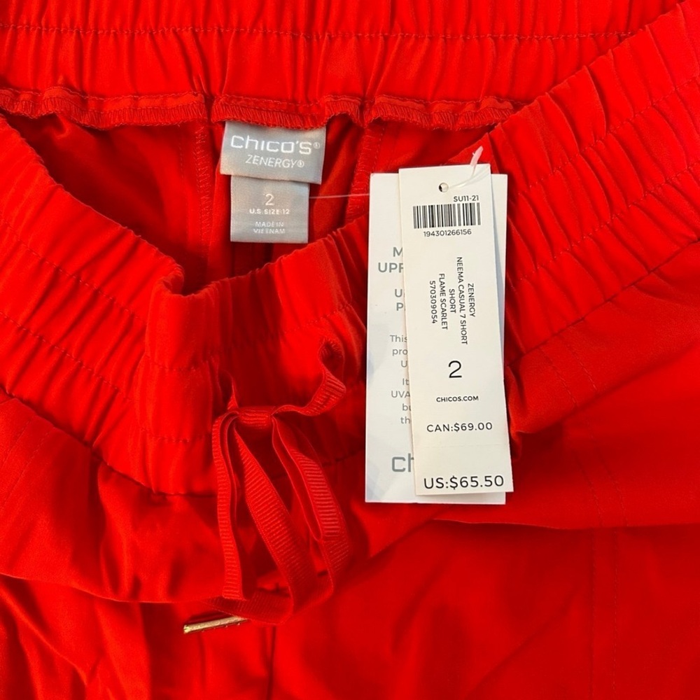 Chico's Women’s Red Athletic Shorts Lightweight Elastic Waist - Picture 2 of 3